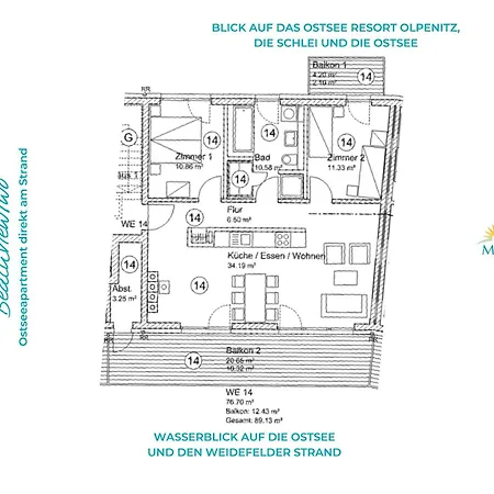 Apartmán Beachviewtwo- 3og, Meerblick, Balkon, Kamin, Sauna Olpenitz