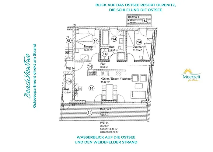 Appartamento Beachviewtwo- 3og, Meerblick, Balkon, Kamin, Sauna Olpenitz